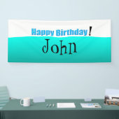 White Aqua gradiant Happy Birthday Banner (Beurs)