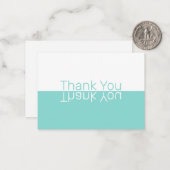 White & Aqua Reflection Moderne Custom Dank u Notitiekaartje (Voorkant / Achterkant in situ)