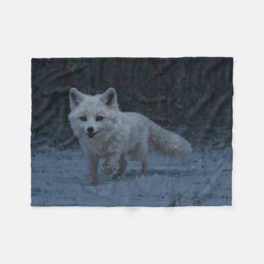 White Arctic Fox Fleece Deken (Voorkant (Horizontaal))