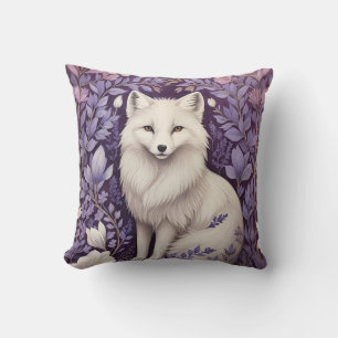 White Arctic Fox Lavendel William Morris Flowers Kussen