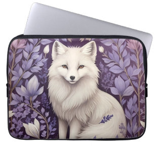 White Arctic Fox Lavendel William Morris Flowers Laptop Sleeve