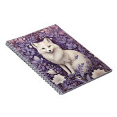 White Arctic Fox Lavendel William Morris Flowers Notitieboek (Rechterzijde)