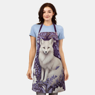 White Arctic Fox Lavendel William Morris Flowers Schort