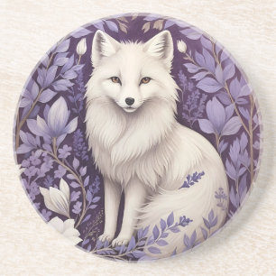 White Arctic Fox Lavendel William Morris Flowers Zandsteen Onderzetter