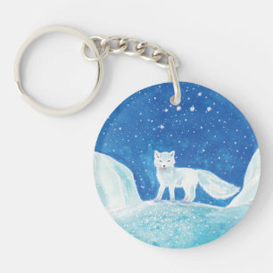 White Arctic Fox (Vulpes lagopus) Illustratie Sleutelhanger