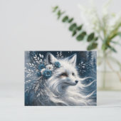 White Arctic Fox Winter Wonderland Briefkaart (Staand voorkant)