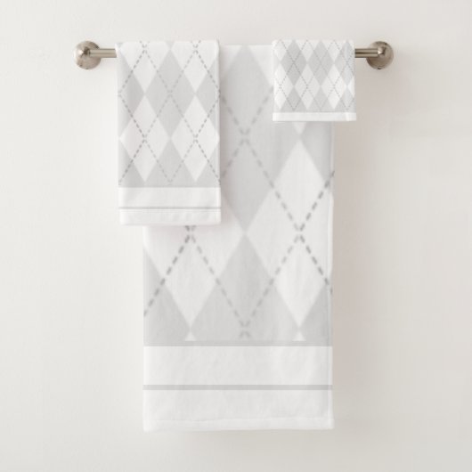 White Argyle Bad Handdoek (Insitu)