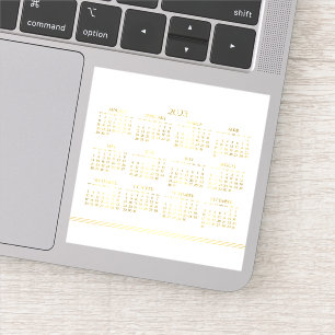 White Art Deco Gold Yarly Calendar 2023 Sticker