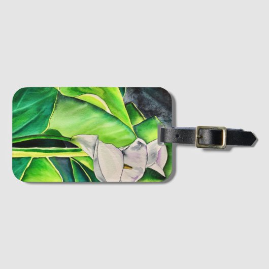 White Arum Lily waterverf tropische florale bloedi Bagagelabel (Voorkant (horizontaal))