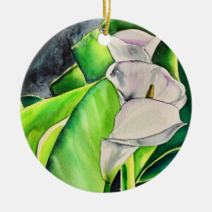 White Arum Lily waterverf tropische florale bloedi Keramisch Ornament