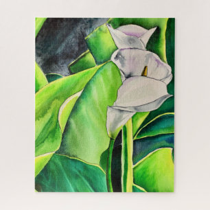 White Arum Lily waterverf tropische florale bloedi Legpuzzel