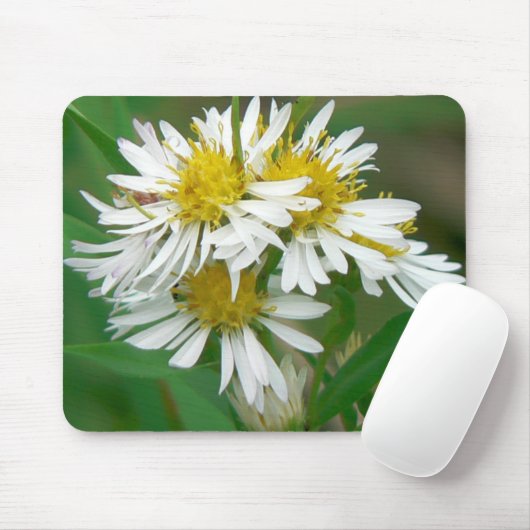 White Asters Mousepad Muismat (Met muis)