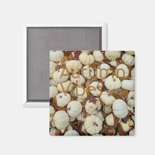 White Autumn Vibes Monogram Pumpkin Magnet (Recto/Verso)
