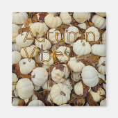 White Autumn Vibes Monogram Pumpkin Magnet (Devant)