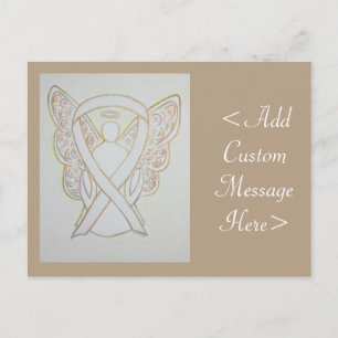 White Awareness Ribbon Angel Custom Briefkaart