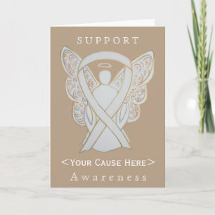 White Awareness Ribbon Angel Gepersonaliseerd Card Kaart