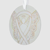 White Awareness Ribbon Angel Gepersonaliseerd sier Ornament (voorkant)