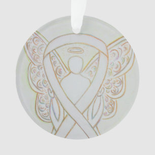 White Awareness Ribbon Angel Gepersonaliseerd sier Ornament
