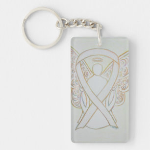 White Awareness Ribbon Angel Key chain Sleutelhanger