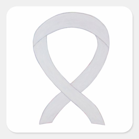 White Awareness Ribbon Art Decal Stickers (Voorkant)