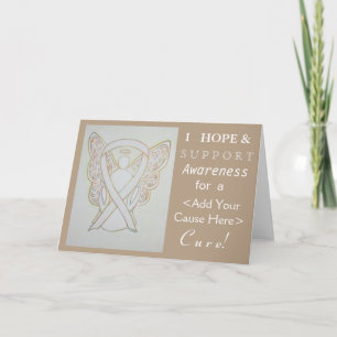 White Awareness Ribbon Custom Want Angel-kaarten Kaart