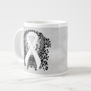 White Awareness Ribbon with Wings Jumbo Mok