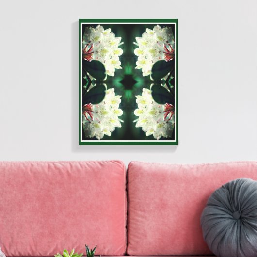 White Azalea Flower with Raindrops Abstract Canvas Afdruk (Insitu (Woonkamer))