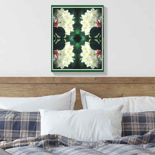 White Azalea Flower with Raindrops Abstract Canvas Afdruk (Insitu (Slaapkamer))