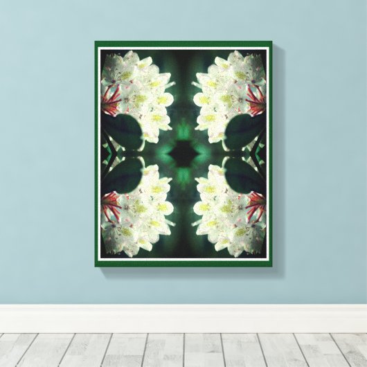 White Azalea Flower with Raindrops Abstract Canvas Afdruk (Insitu (Houten vloer))