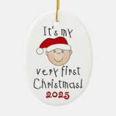 White Baby 1st kerstversiering Keramisch Ornament (Voorkant)