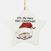 White Baby 1st kerstversiering Keramisch Ornament (Voorkant)