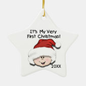 White Baby 1st kerstversiering Keramisch Ornament (Achterkant)