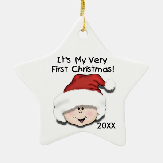 White Baby 1st kerstversiering Keramisch Ornament (Achterkant)