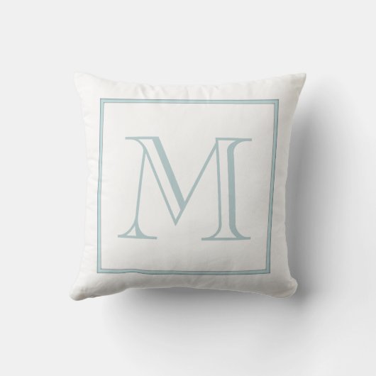 White Baby Blue Monogram Kussen (Achterkant)
