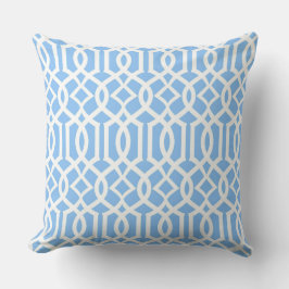 White Baby Blue Moroccan Trellis Decor Pillow Kussen