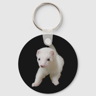 White Baby Ferret Sleutelhanger