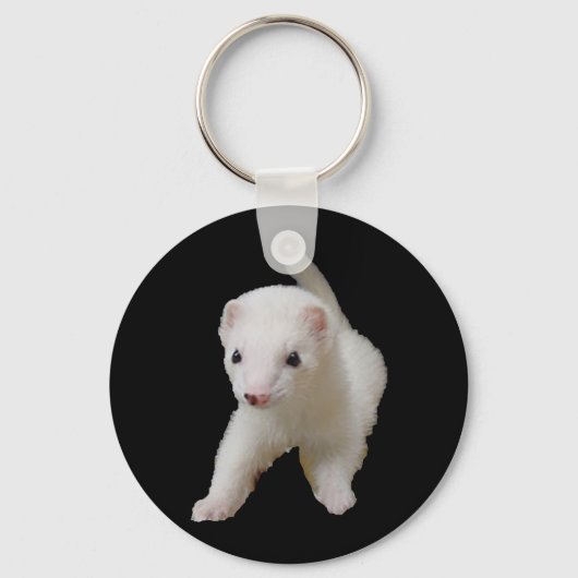 White Baby Ferret Sleutelhanger (Voorkant)