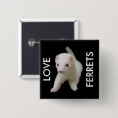 White Baby Ferret Vierkante Button 5,1 Cm (Voorkant /achterkant)