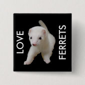 White Baby Ferret Vierkante Button 5,1 Cm (Voorkant)