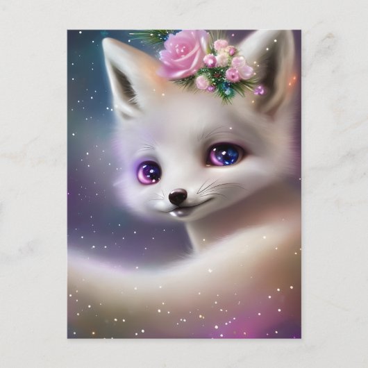 White Baby Fox Briefkaart (Voorkant)