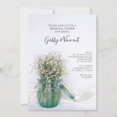 White Babys Breath in Blue Jar Rehearsal Dinner Kaart (Voorkant)