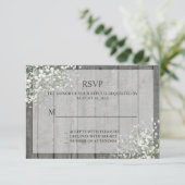 White Baby's Breath Rustic RSVP (Staand voorkant)