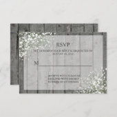 White Baby's Breath Rustic RSVP (Voorkant / Achterkant)