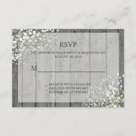 White Baby's Breath Rustic RSVP Kaartje