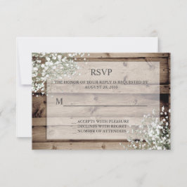 White Baby's Breath Rustic RSVP Kaartje