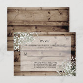 White Baby's Breath Rustic RSVP Kaartje (Voorkant / Achterkant)
