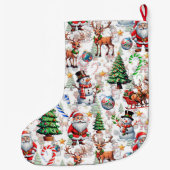 White Background Christmas Decorative Pattern Grote Kerstsok (Achterkant)