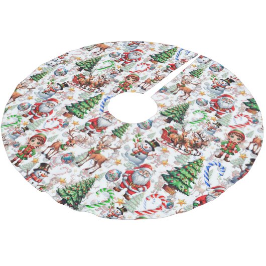 White Background Christmas Decorative Pattern Kerstboom Rok (Gekanteld)