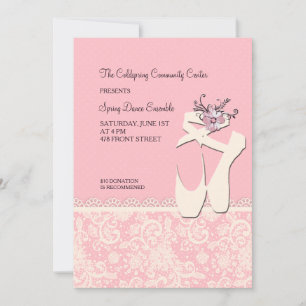 White Ballet Shoes Invitation Kaart