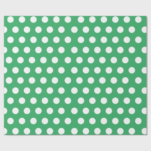 White & Barely Green Medium Polka Dot Kerstmis Cadeaupapier (Vlak)